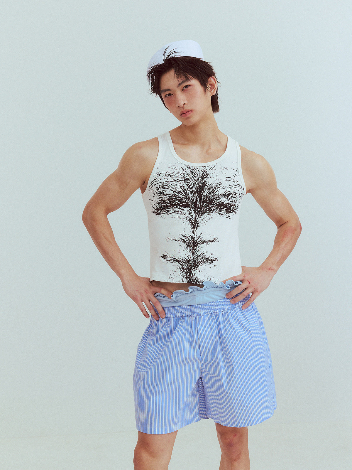 Funny short hairy I-back vest