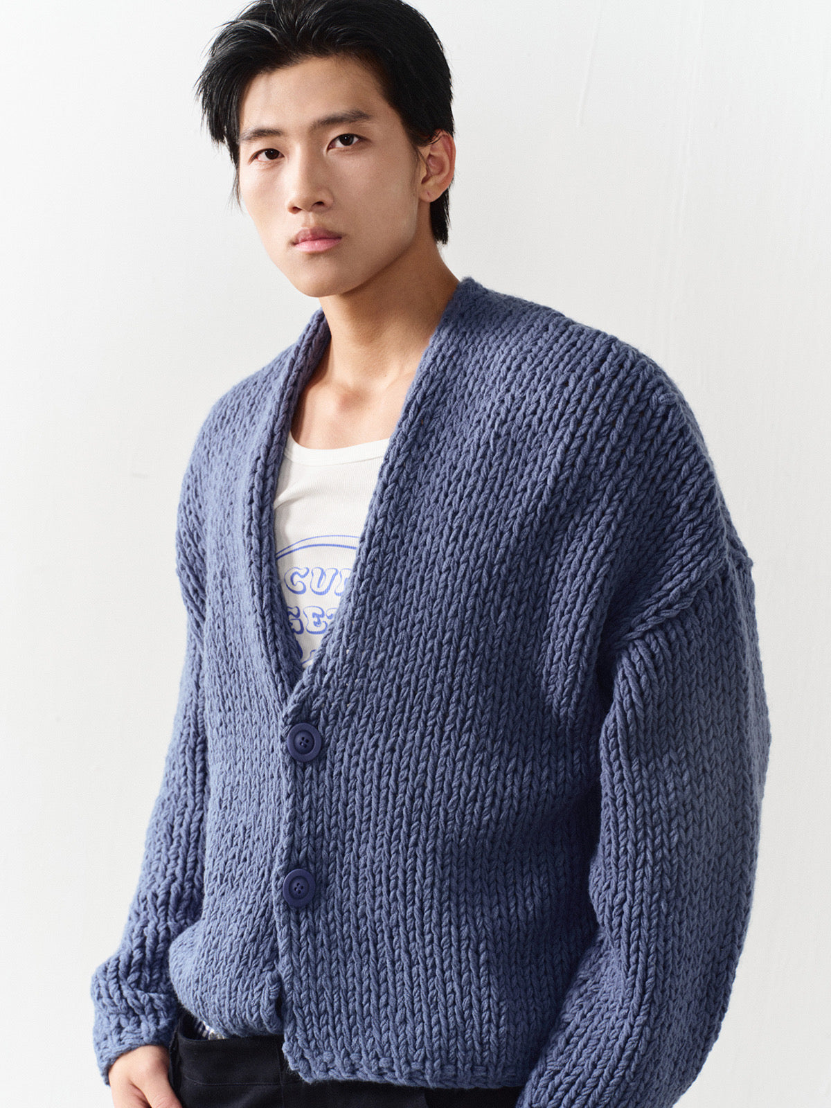 Chunky knit oversized button sweater