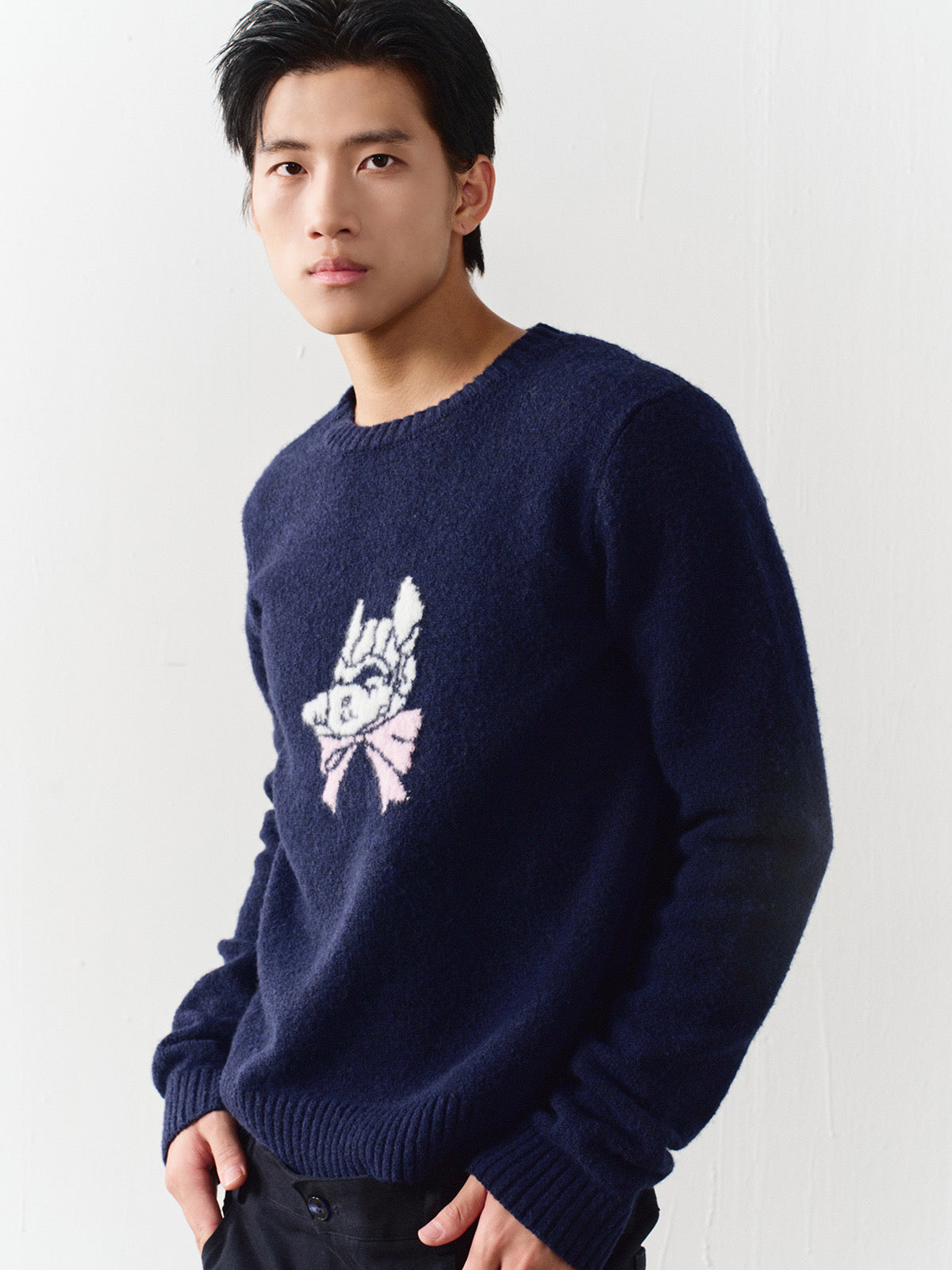 Bowknot dog head sweater