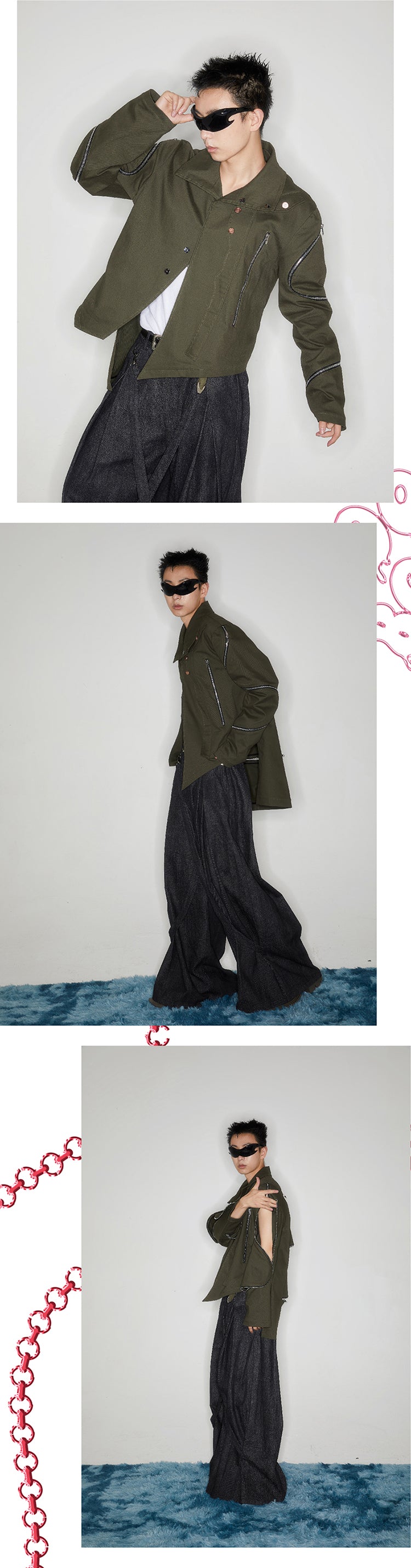 Asymmetric military jacket