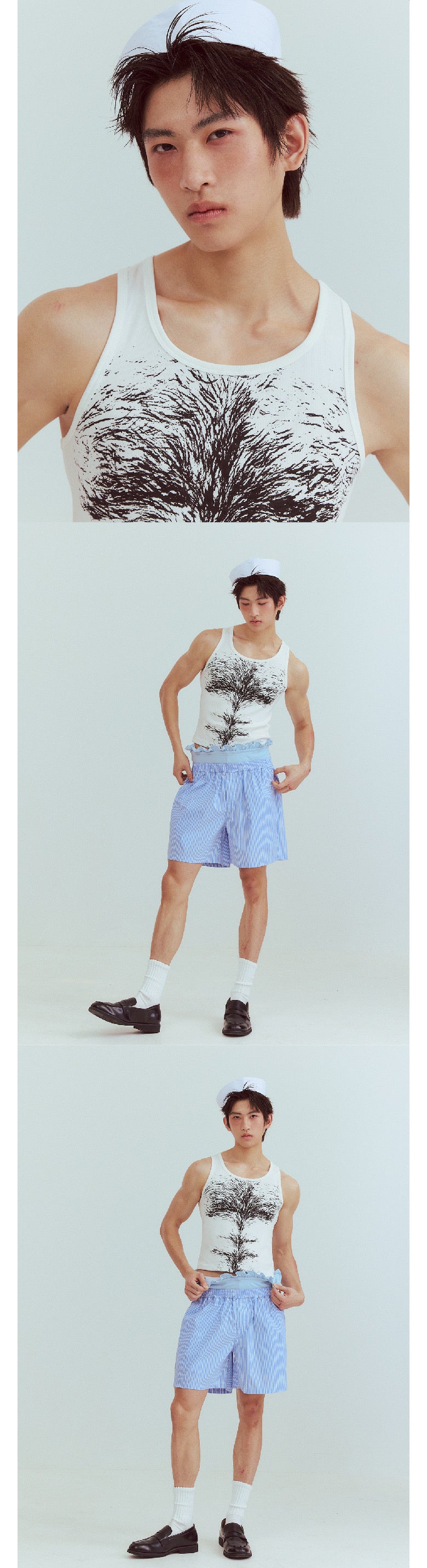 Funny short hairy I-back vest