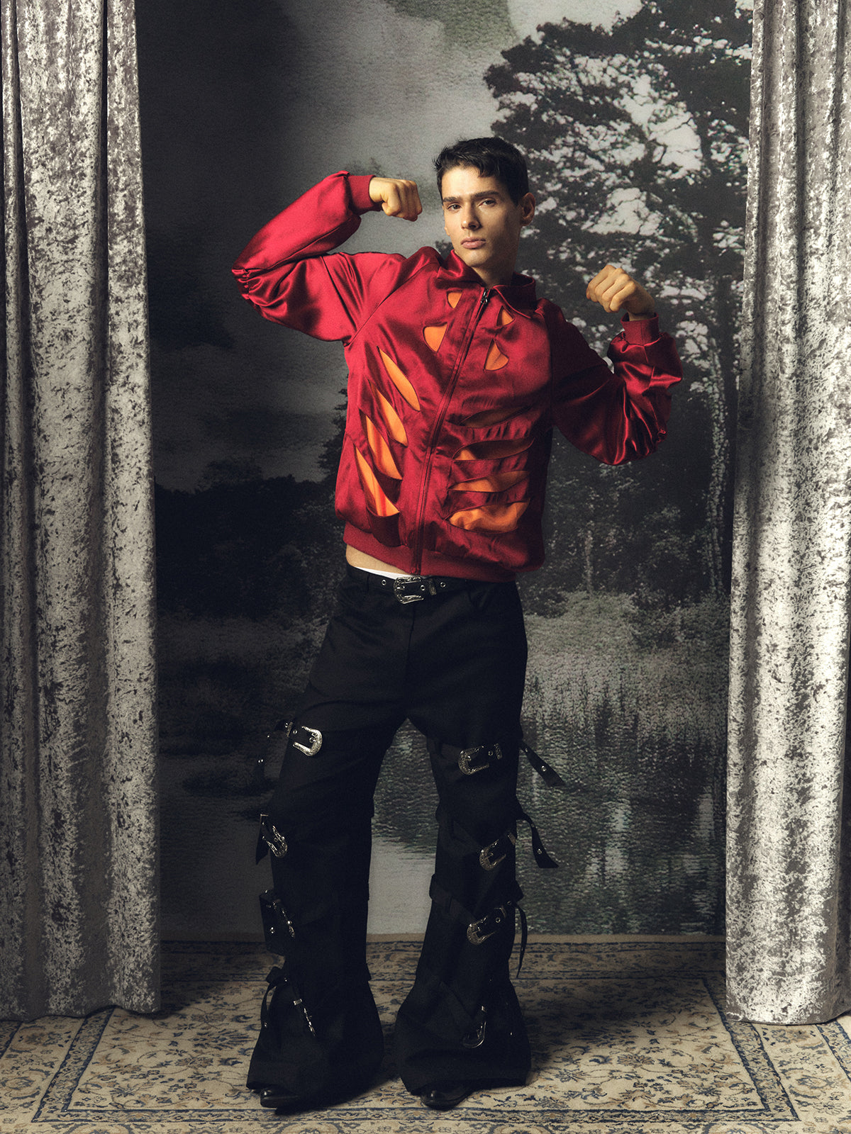 Skeleton hollowed out air force jacket