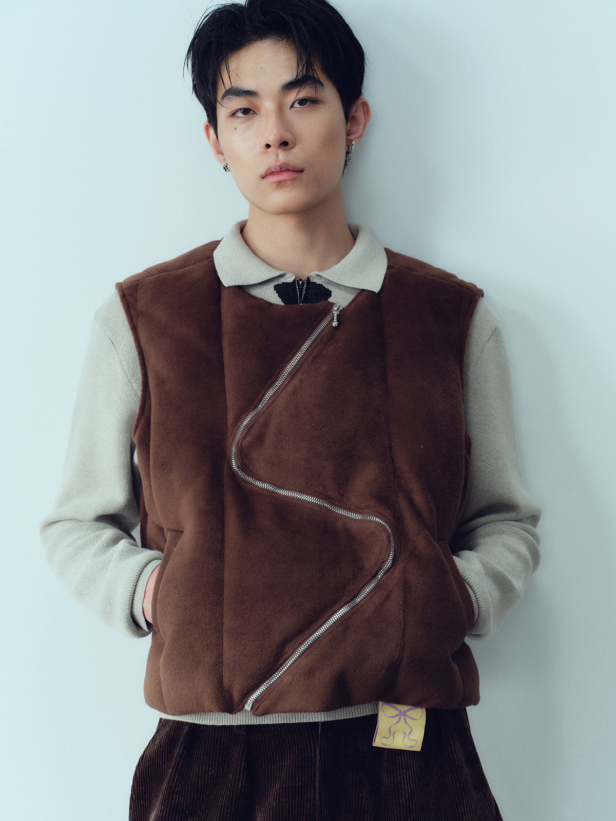 S-zippered cotton vest
