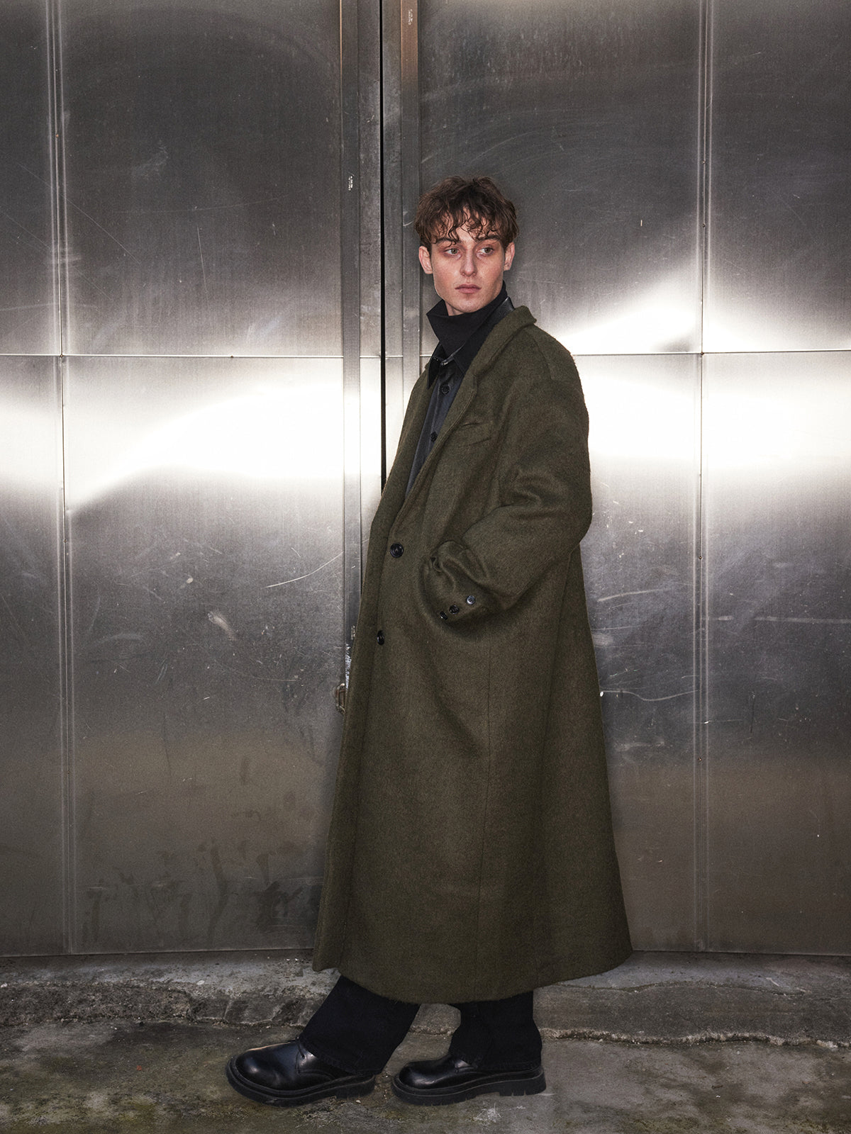 Wool wool oversized long jacket