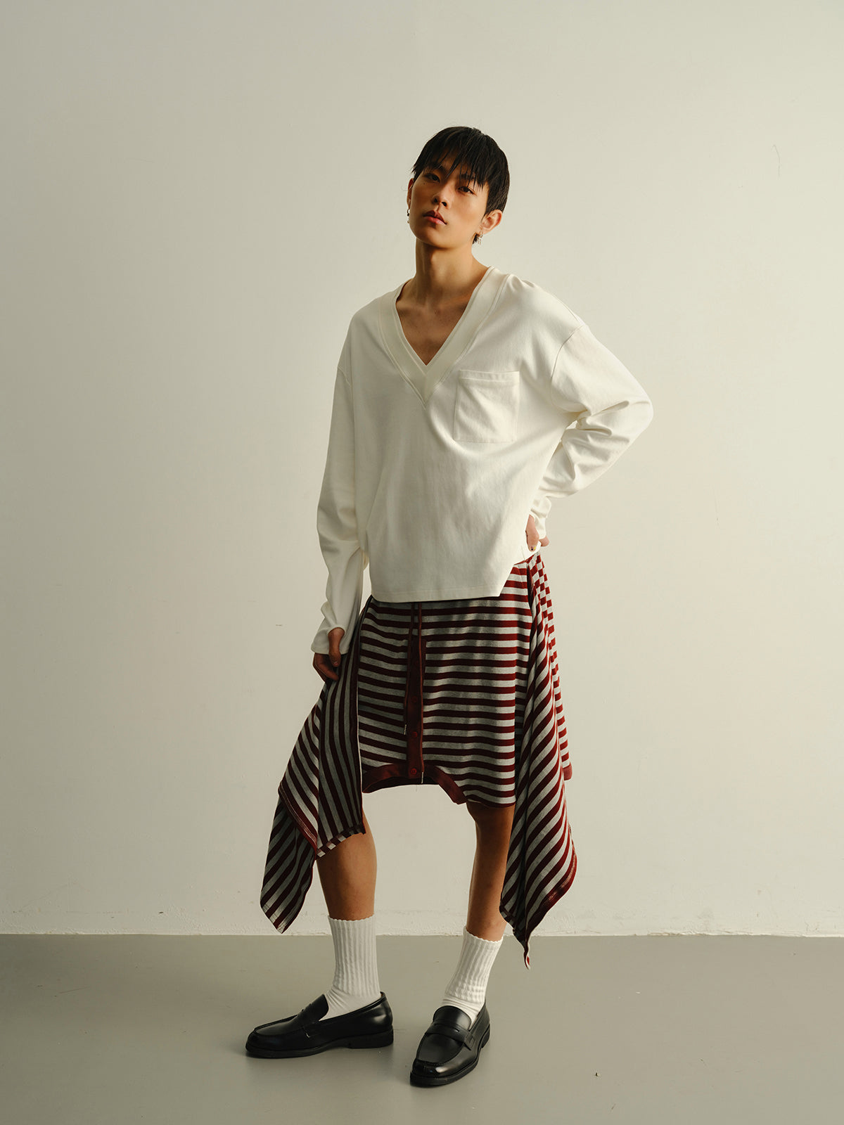 Stripe reversed sweatshirt shorts