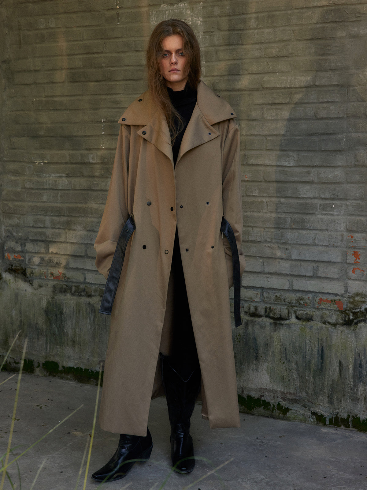 Leather gloves collar tied windbreaker