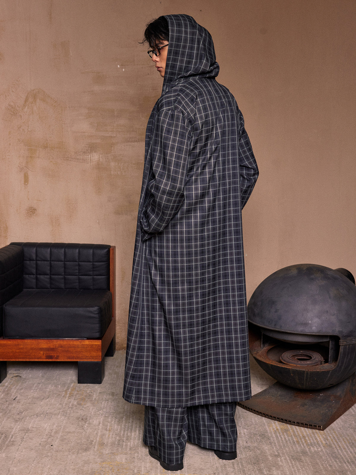 Deep green checkered long shirt