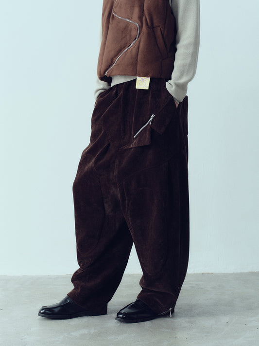 Corduroy wide leg wide crotch lantern pants