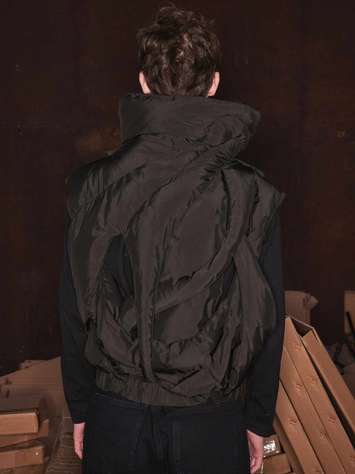 Hollow out dark cross cotton vest