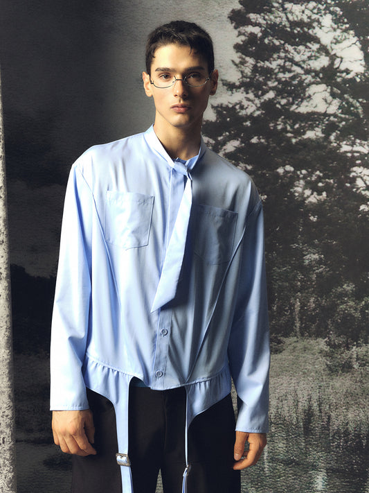 Blue suspender socks design bow tie shirt