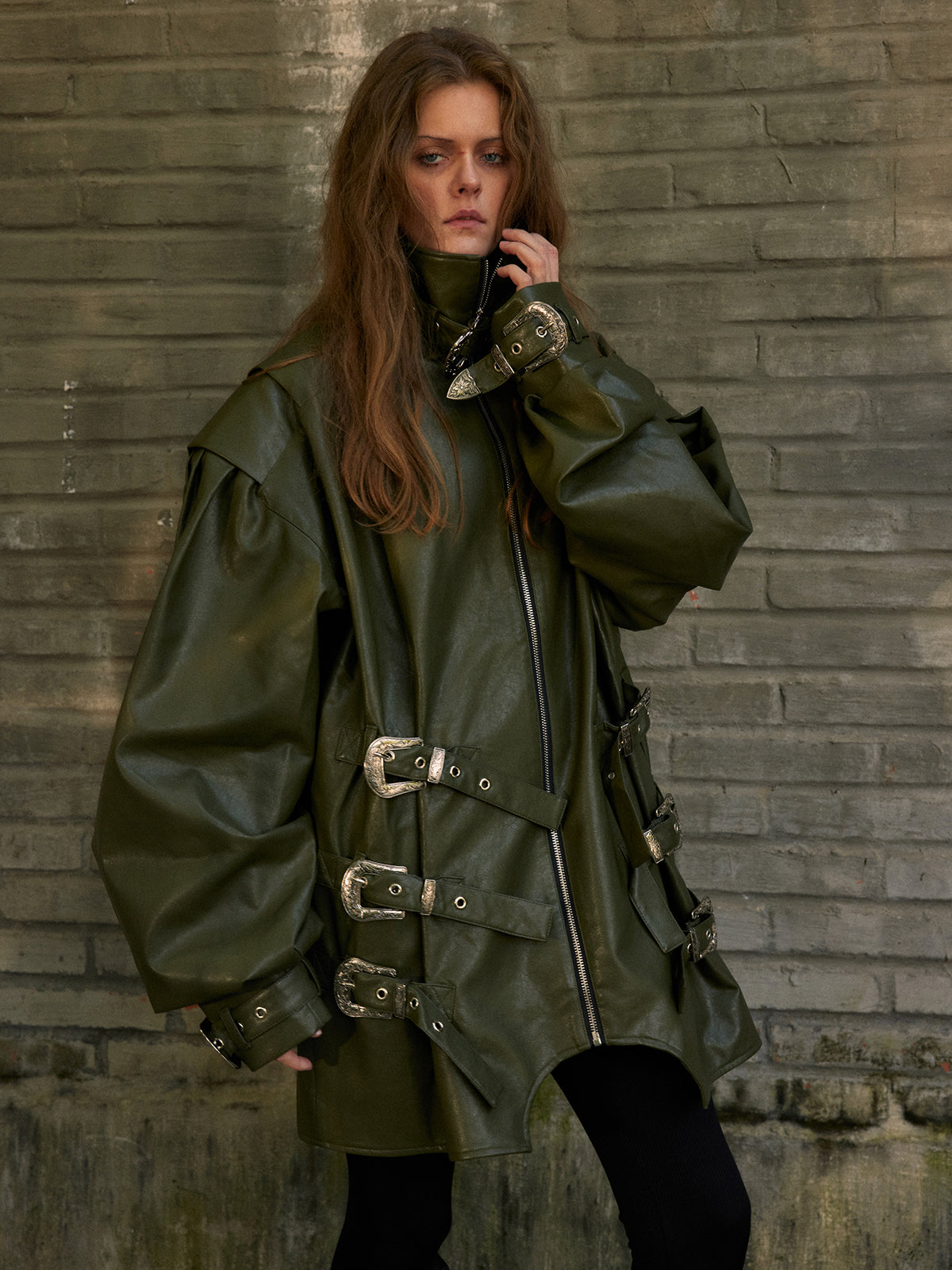 Vintage leather jacket with silhouette