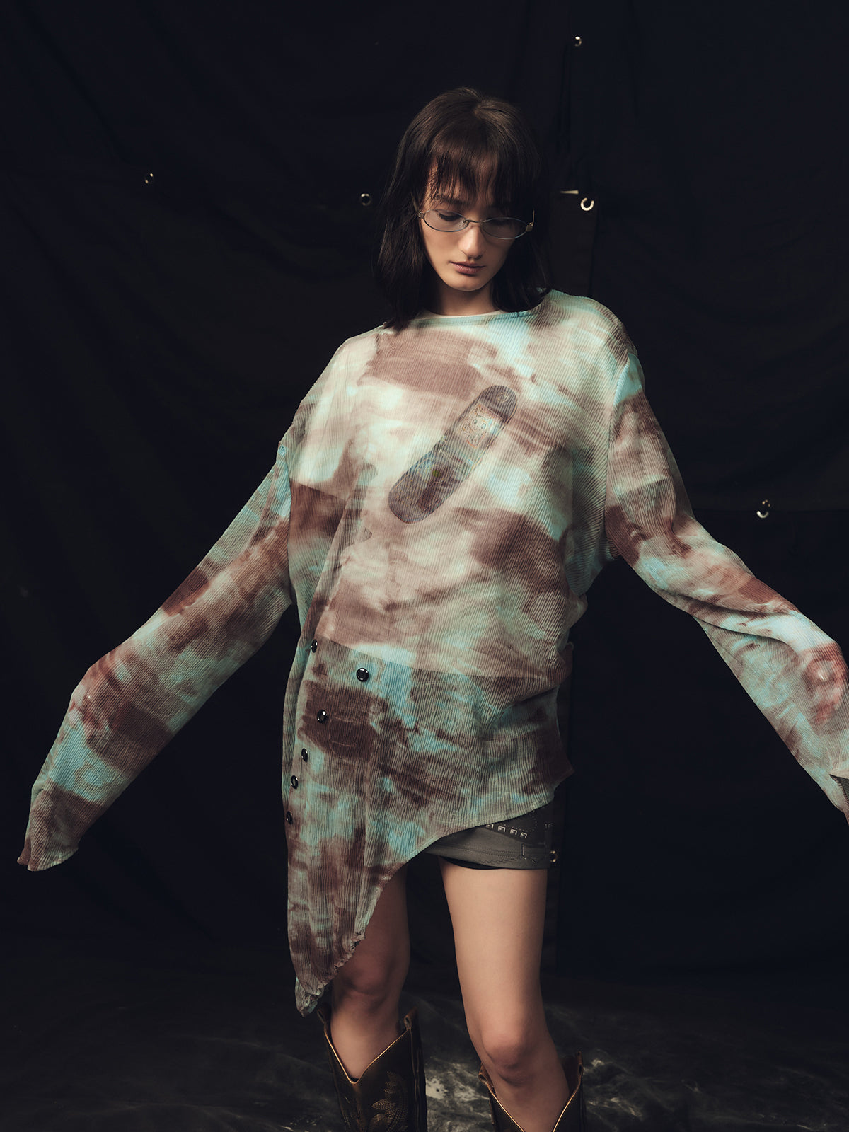 Long sleeved sheer sexy see through top