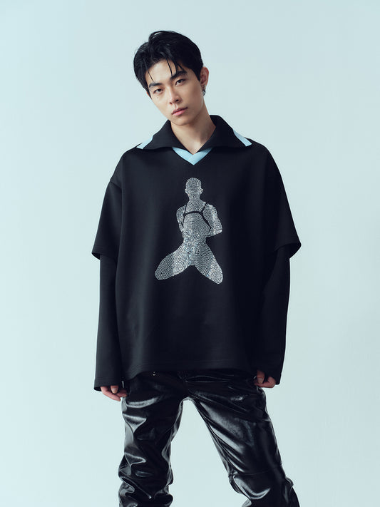 Flash diamond double-layer silhouette jersey