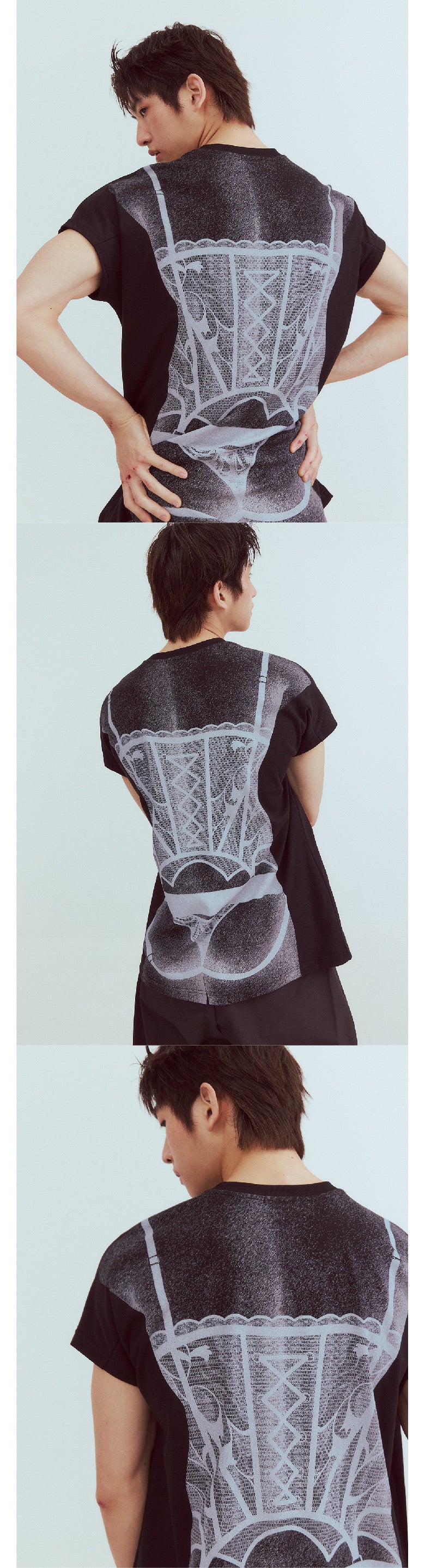 Loose T-shirt with back printing