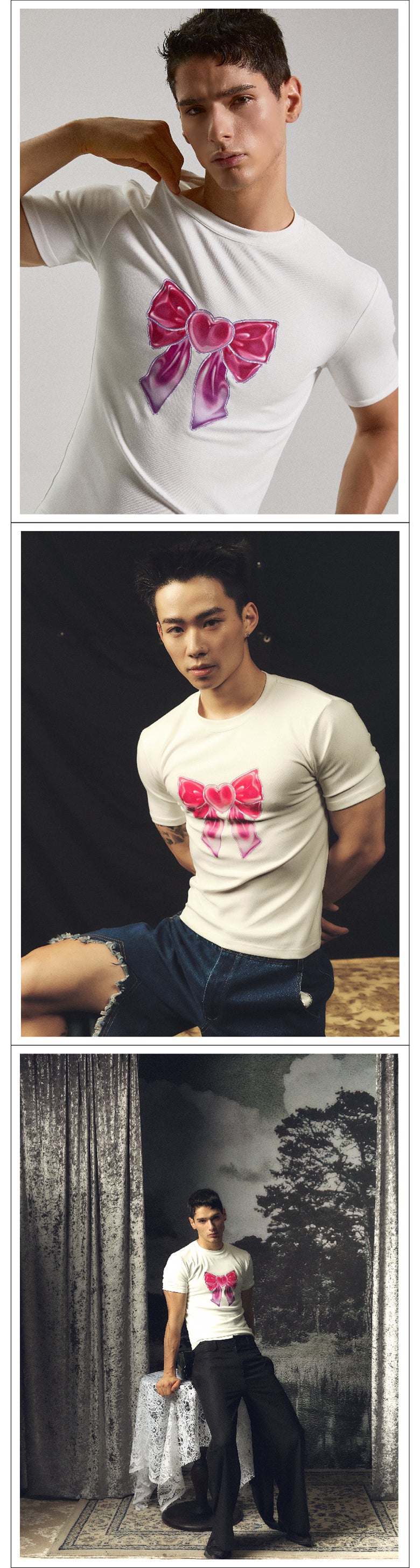 Y2k Vintage Bow Printed Tight T-shirt