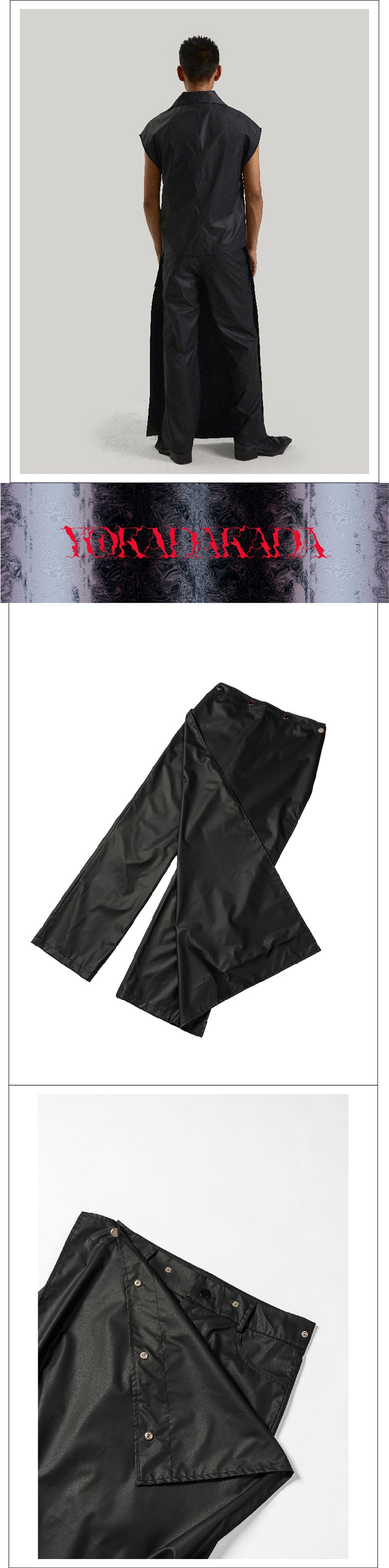 Black detachable apron pants