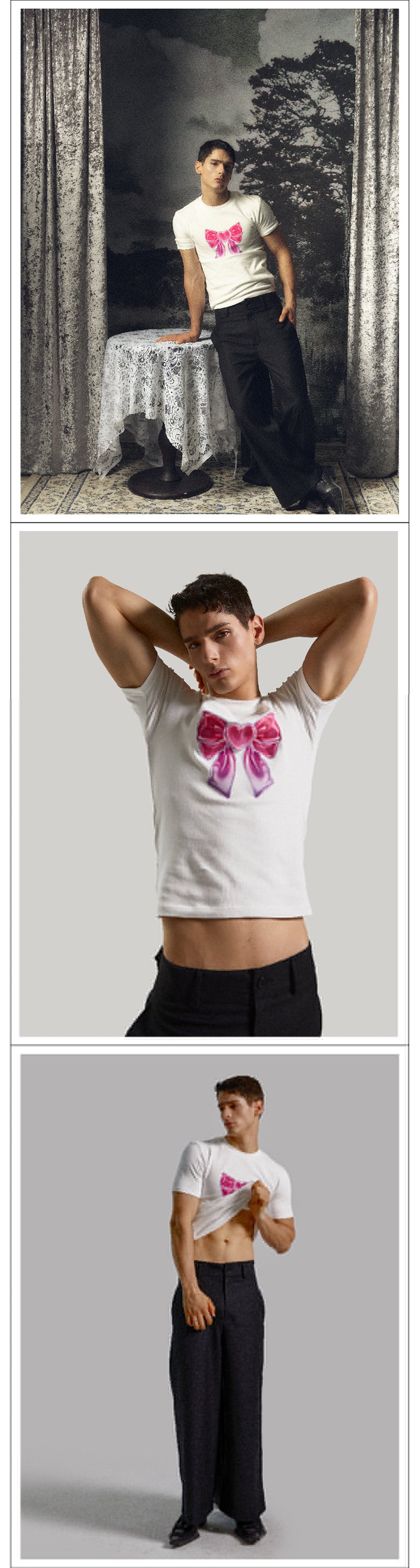 Y2k Vintage Bow Printed Tight T-shirt