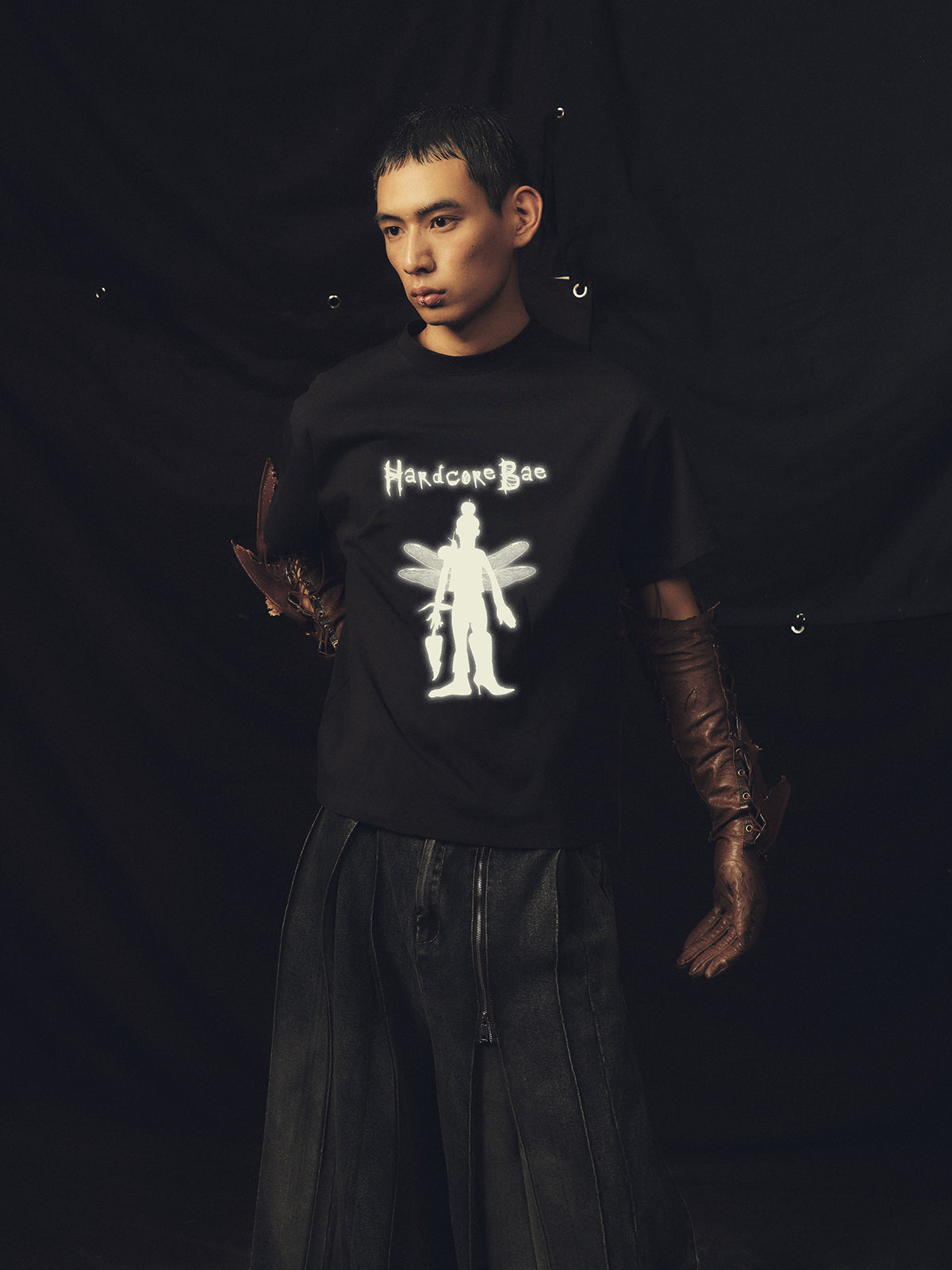 Asymmetric Elf Black T-shirt