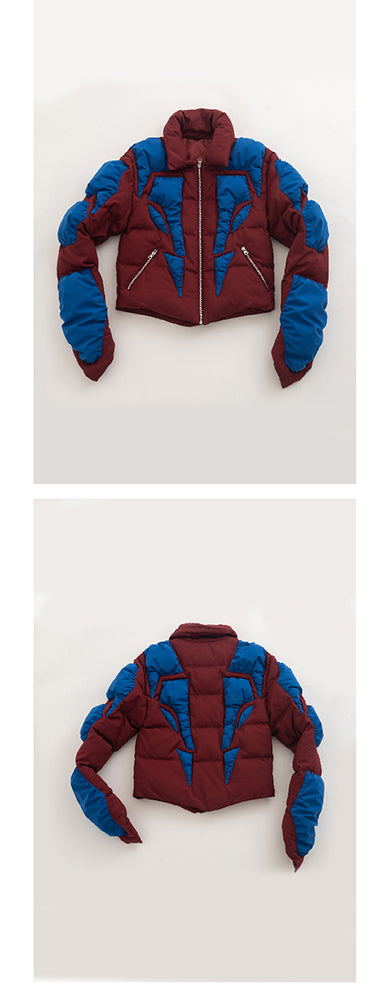 Blue red textured human cotton jacket