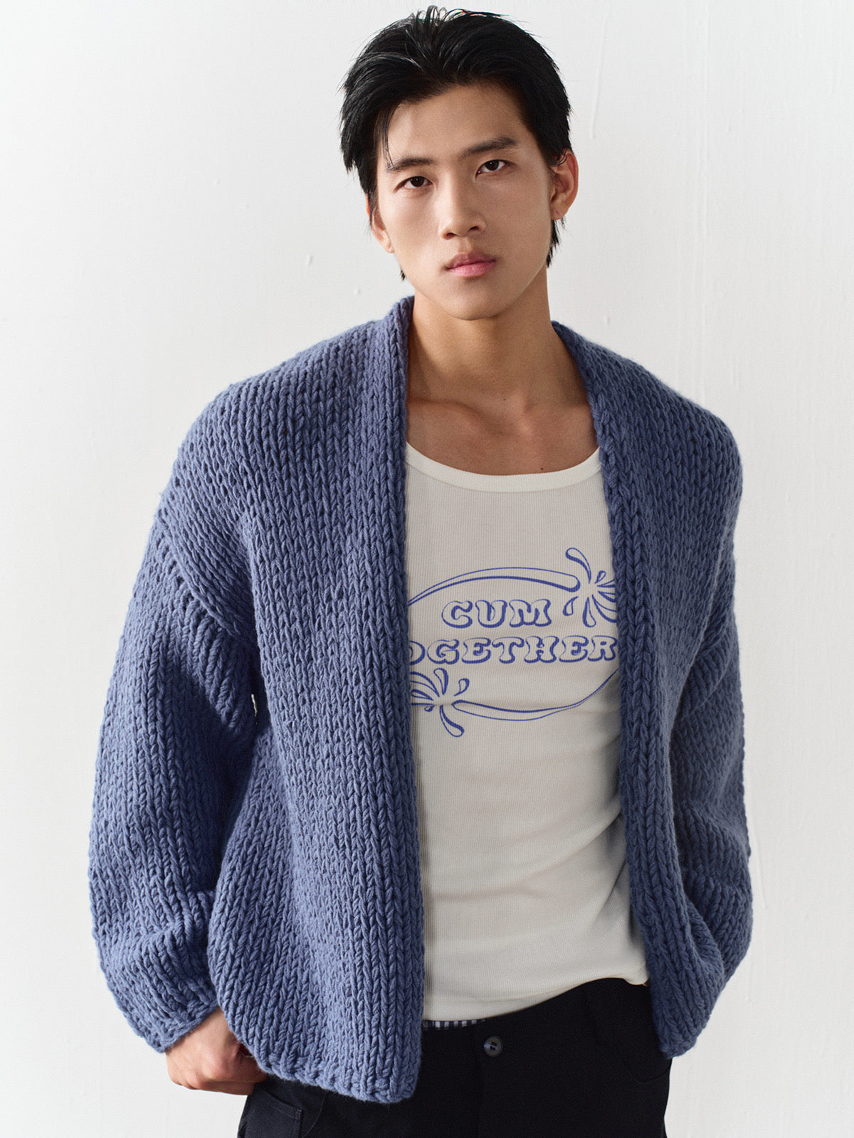 Chunky knit oversized button sweater