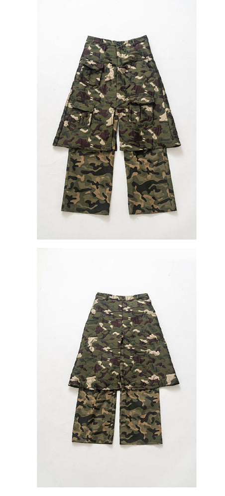 Camo double layered skirt pants