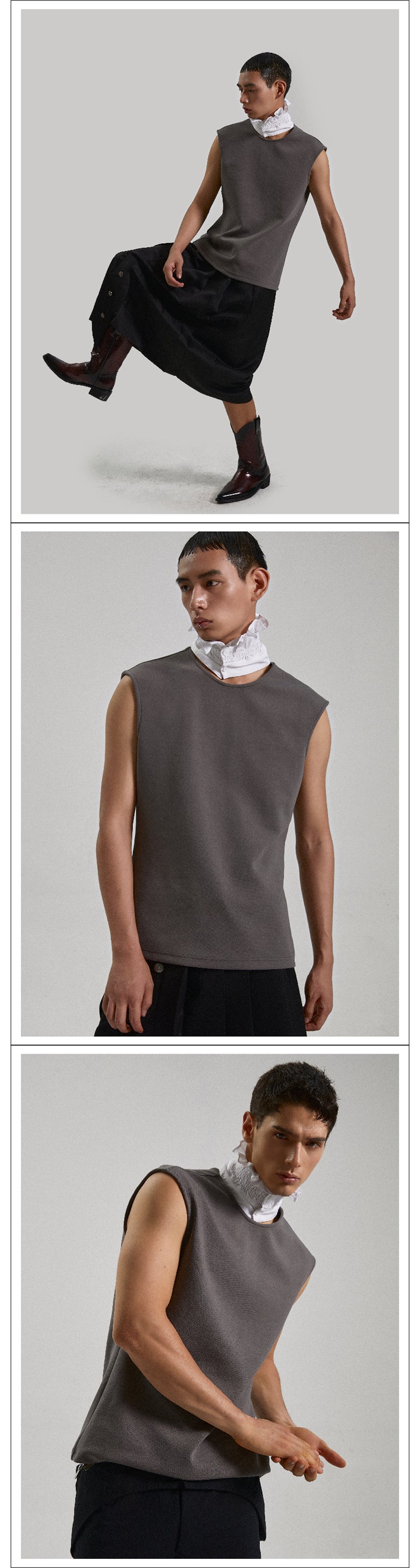 Palace White Shirt Collar Sleeveless T-shirt