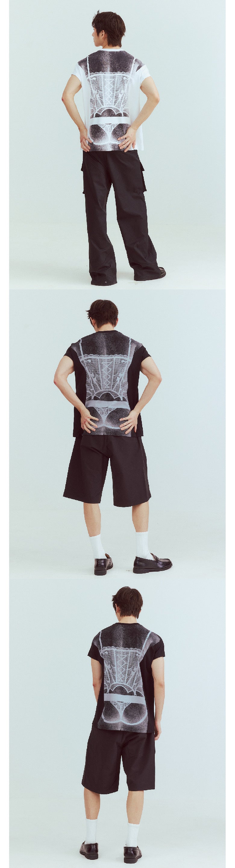 Loose T-shirt with back printing