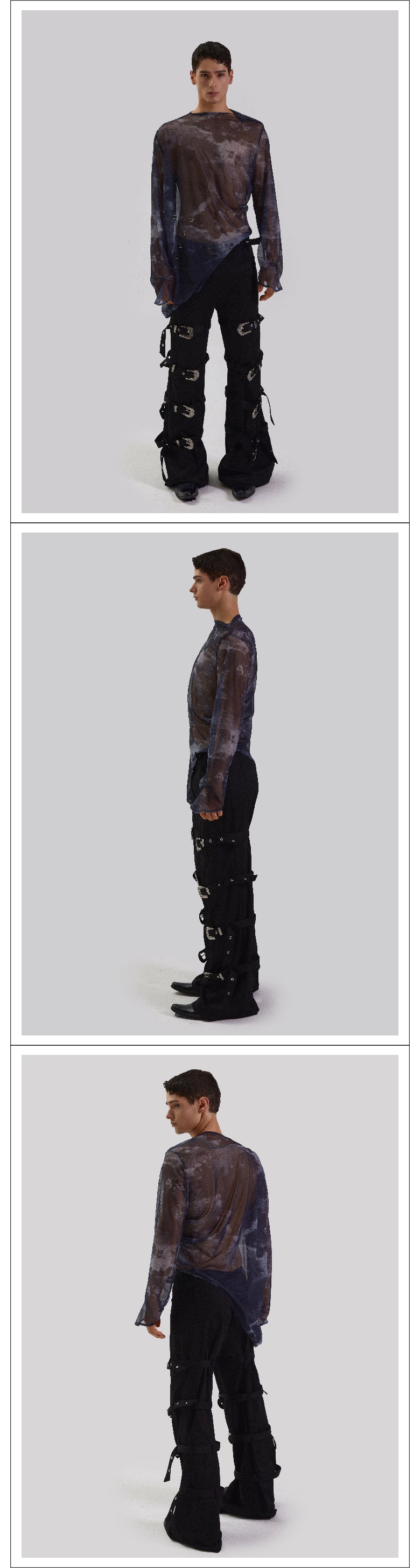 Strap retro carved iron buckle pants