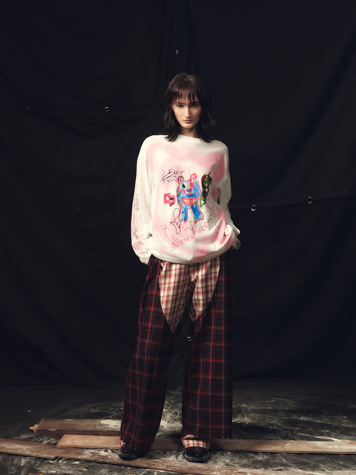 Graffiti Bear Face Long Sleeve T-shirt