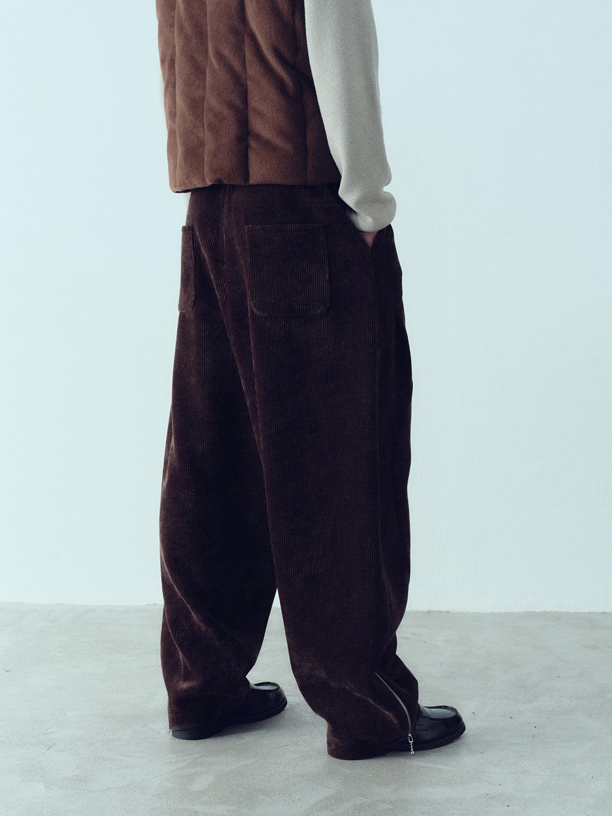Corduroy wide leg wide crotch lantern pants