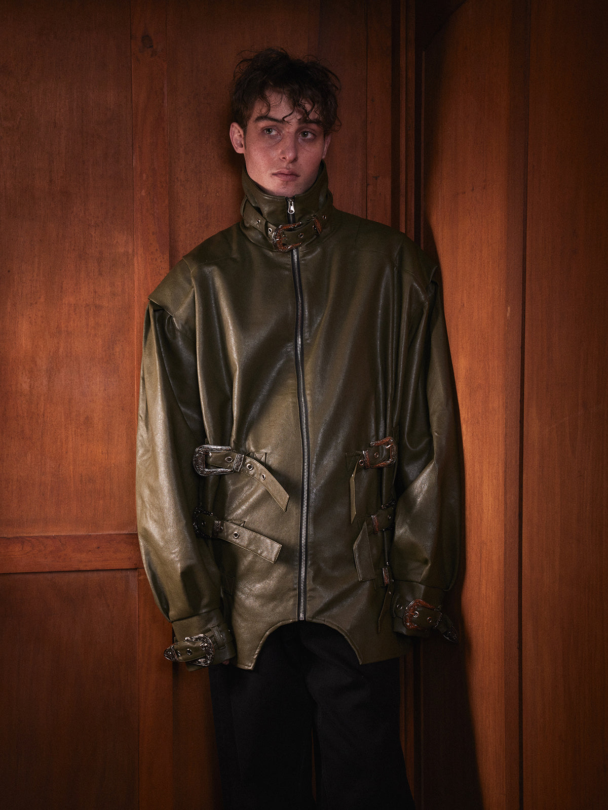 Vintage leather jacket with silhouette