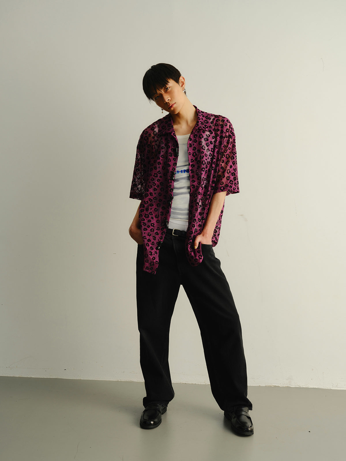 Leopard print silhouette shirt