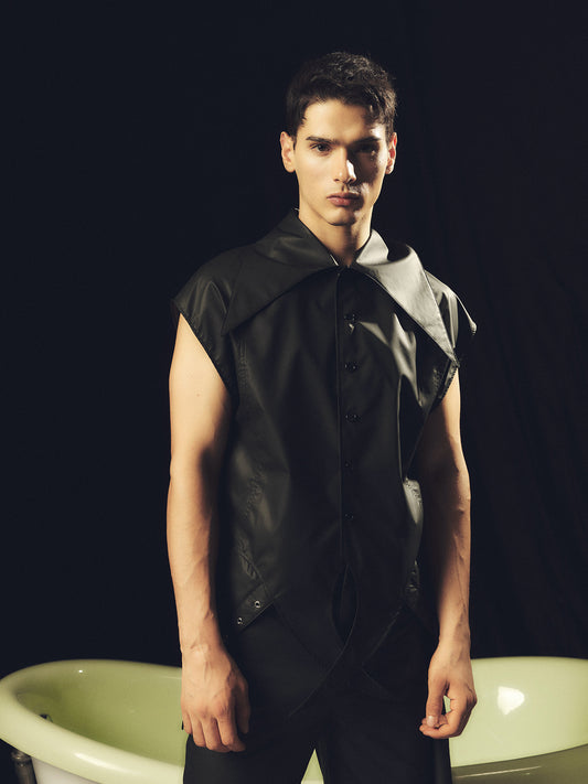 Black irregular hem sleeveless top