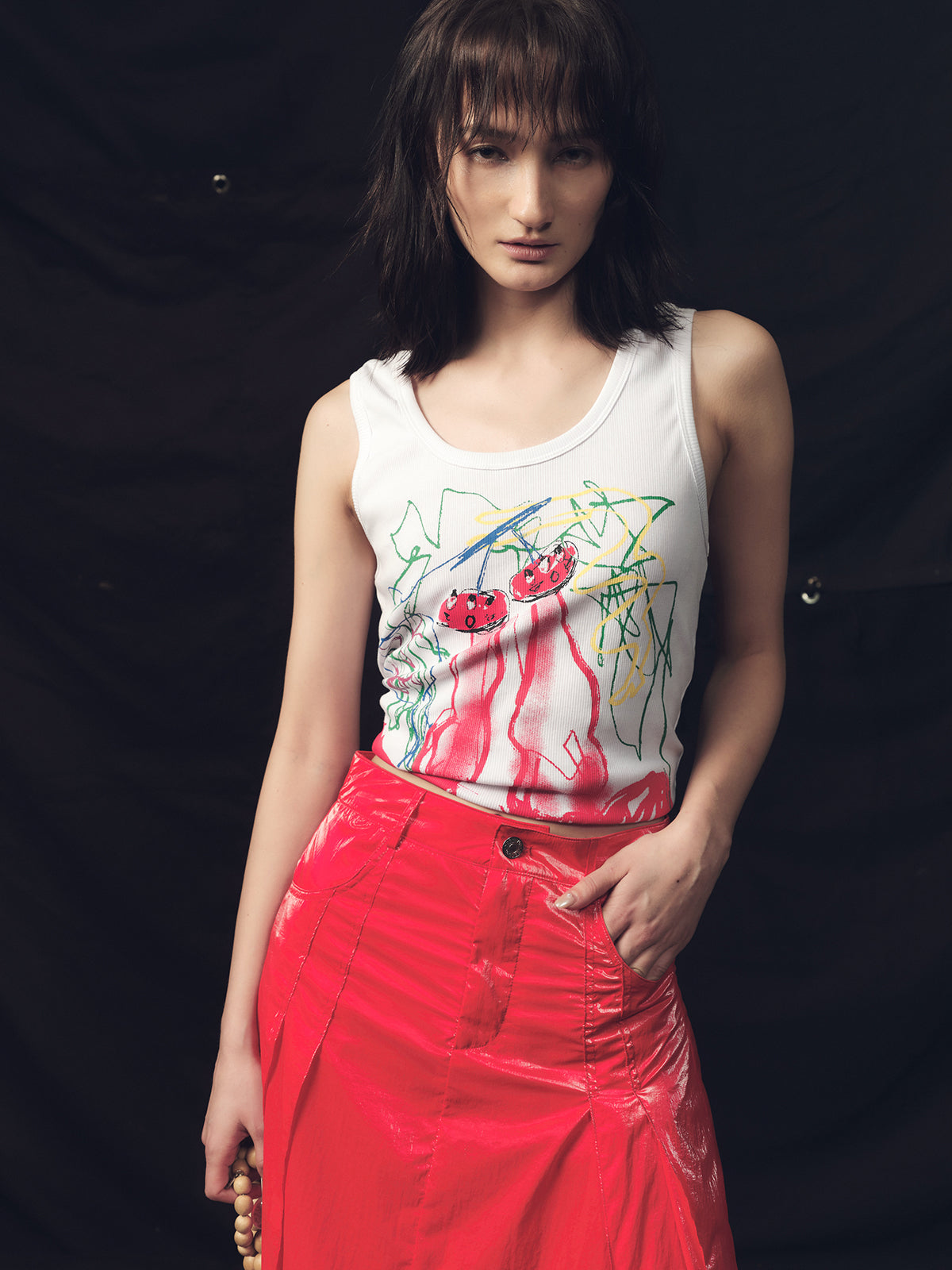 Cherry Graffiti Short Stroke Tank Top