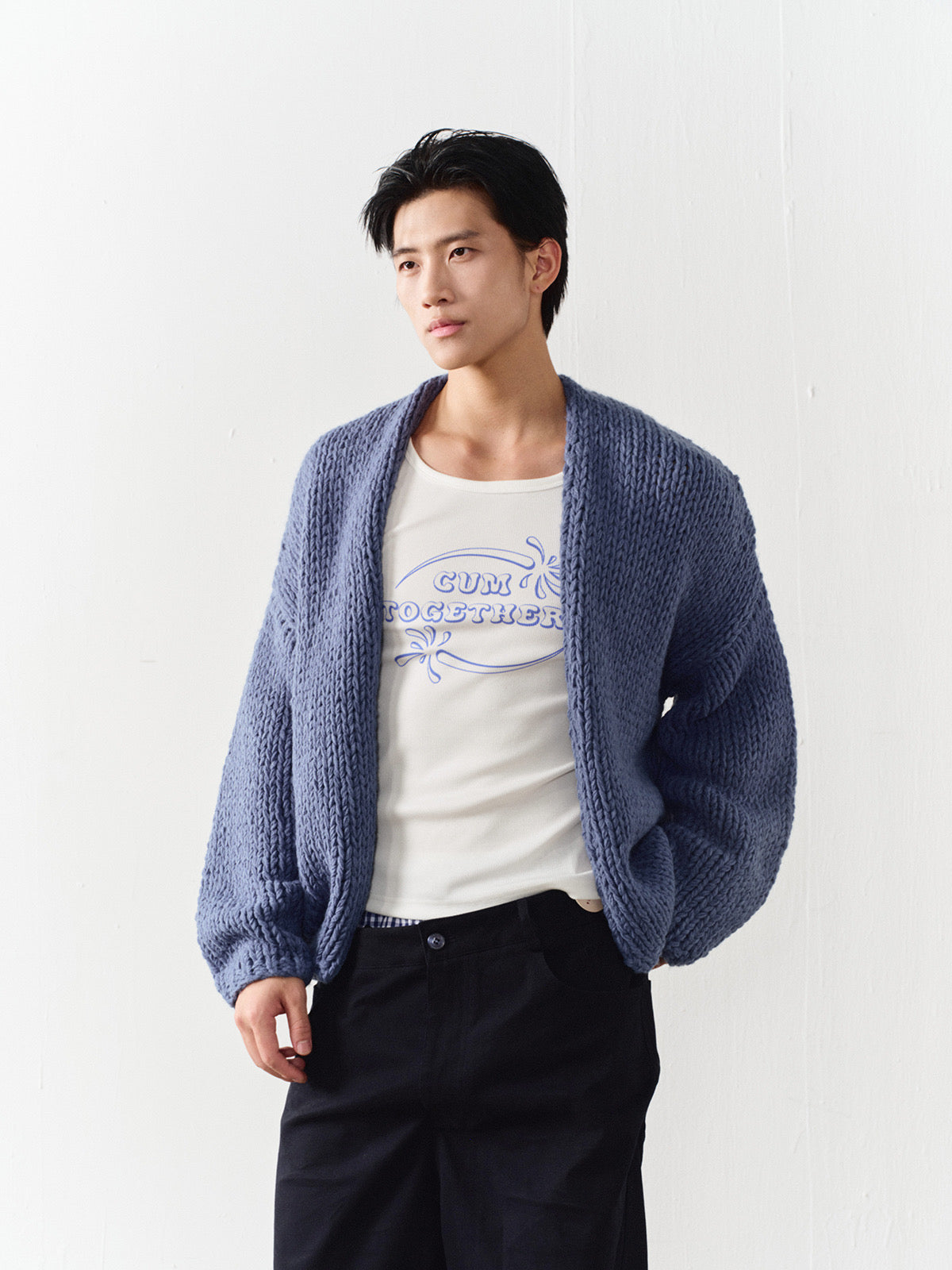 Chunky knit oversized button sweater