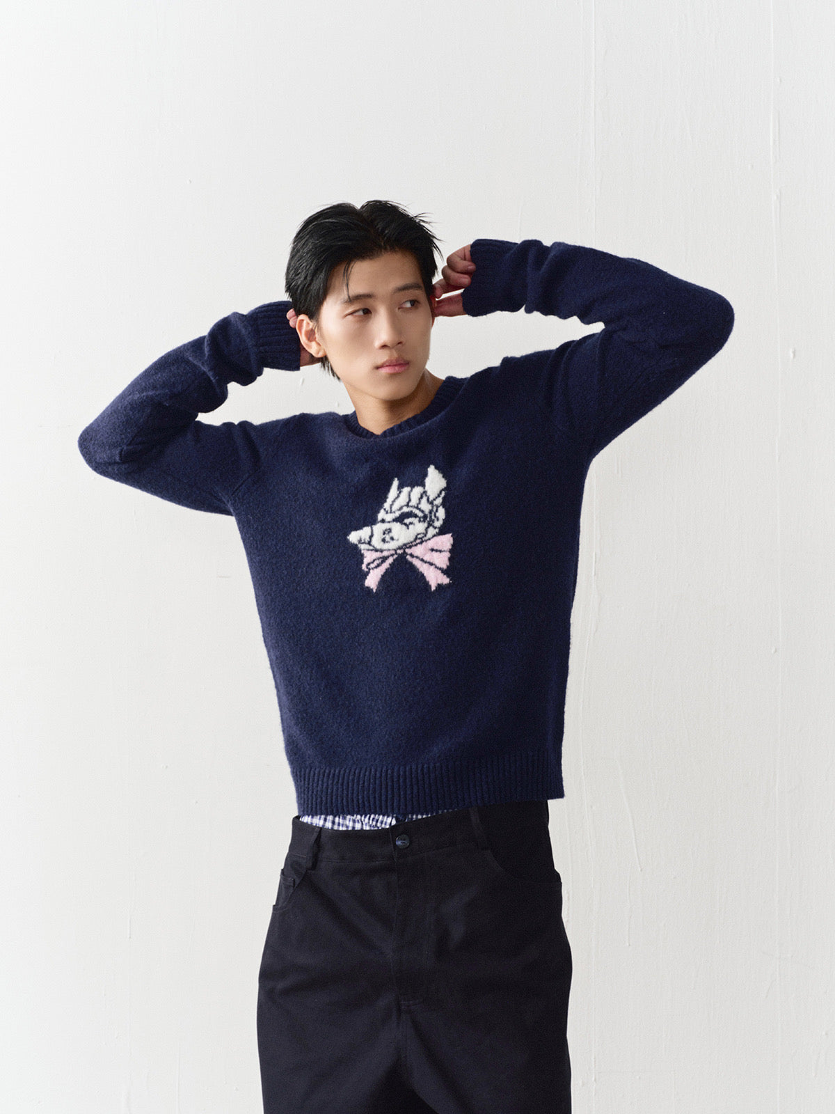 Bowknot dog head sweater