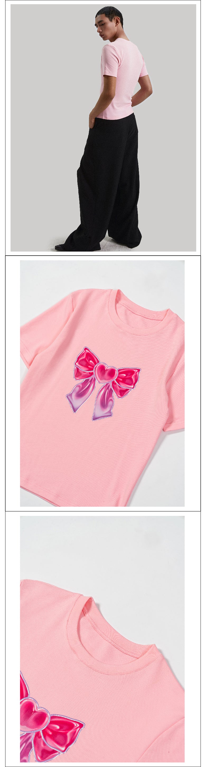 Y2k Vintage Bow Printed Tight T-shirt