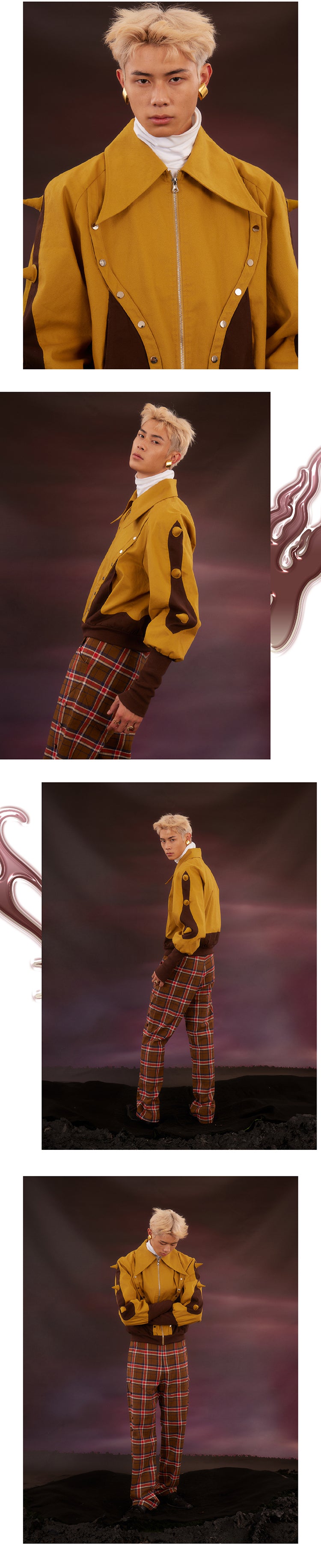 Yellow patchwork short jacket