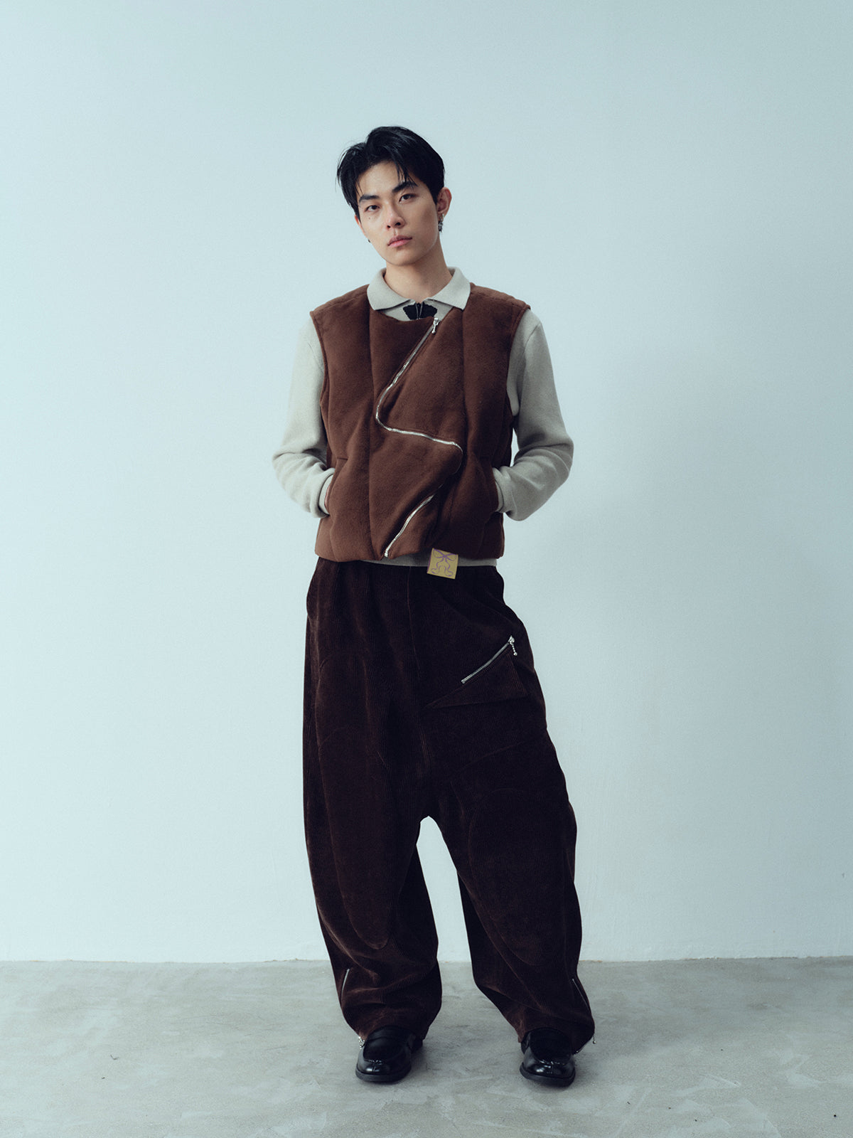 Corduroy wide leg wide crotch lantern pants