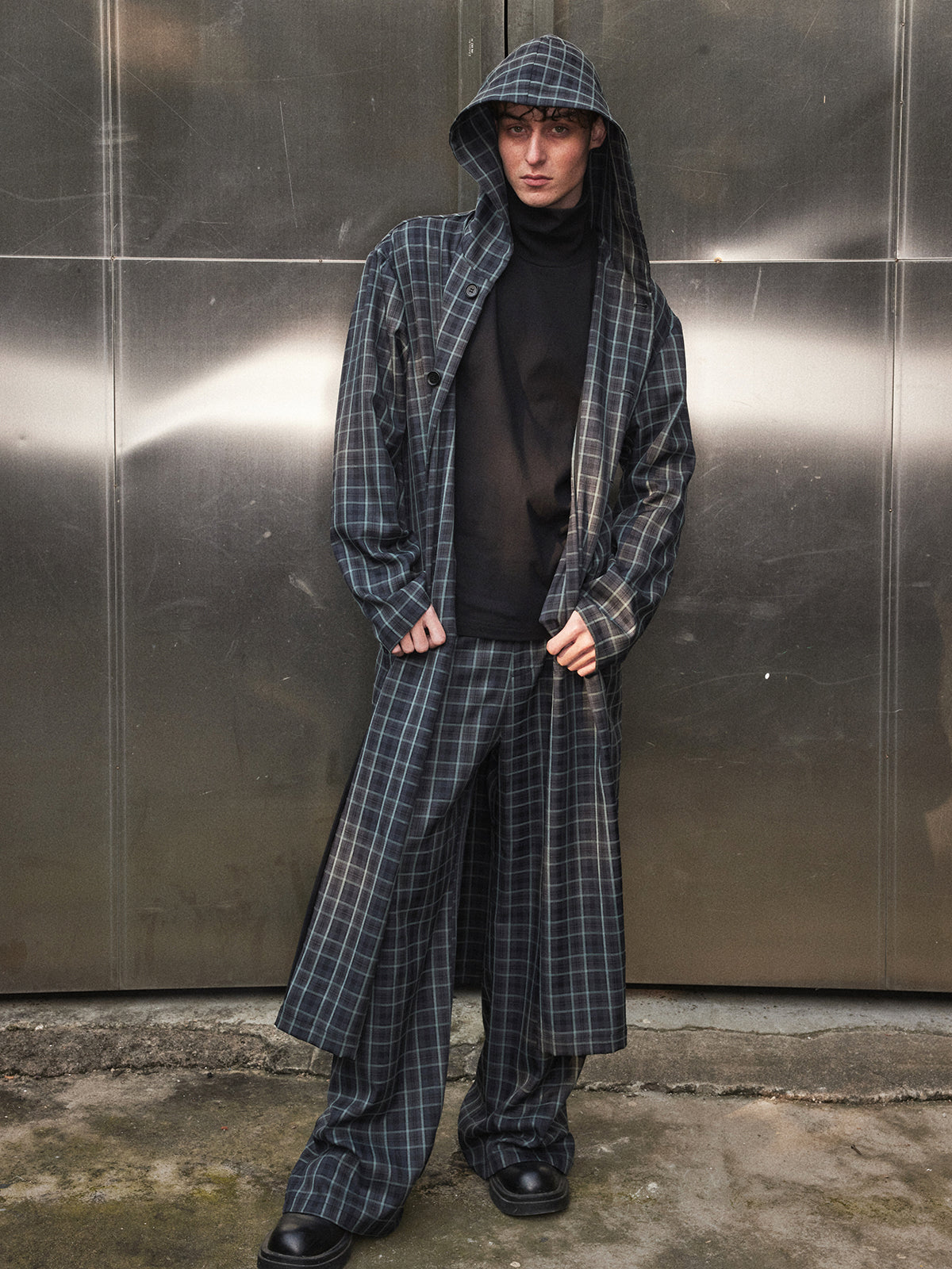 Deep green checkered long shirt