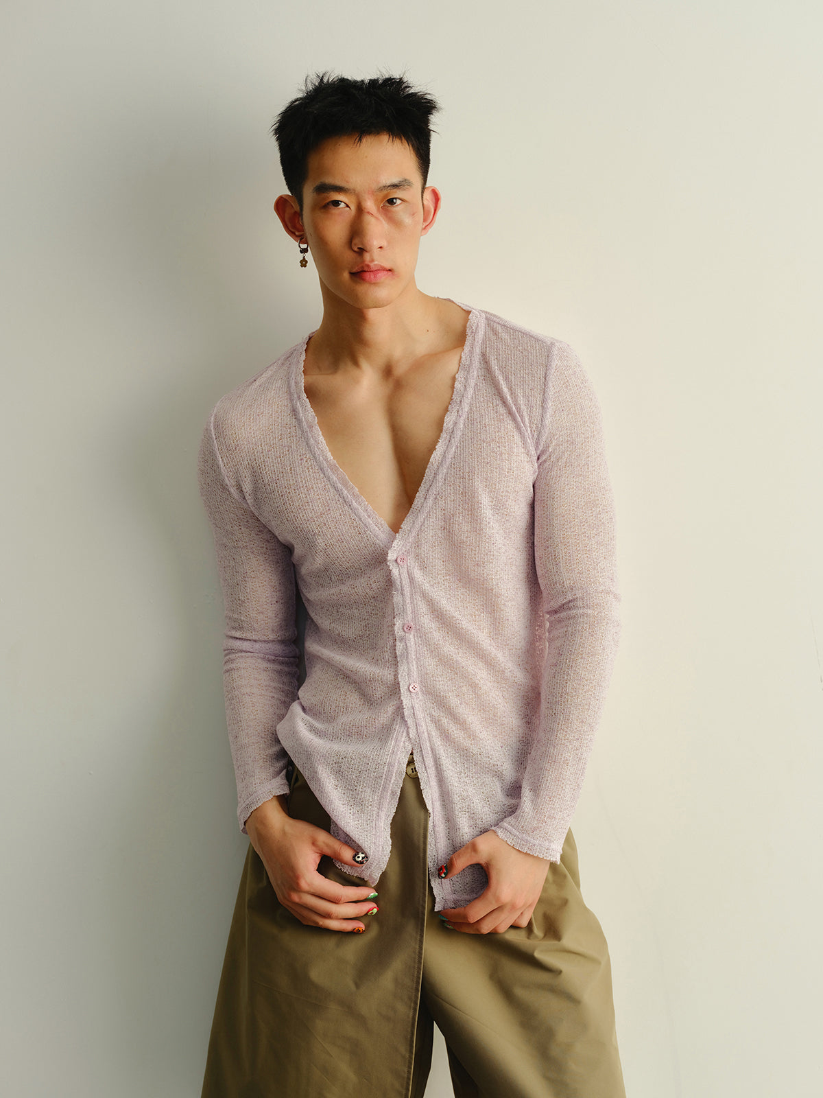 Hollow knit cardigan