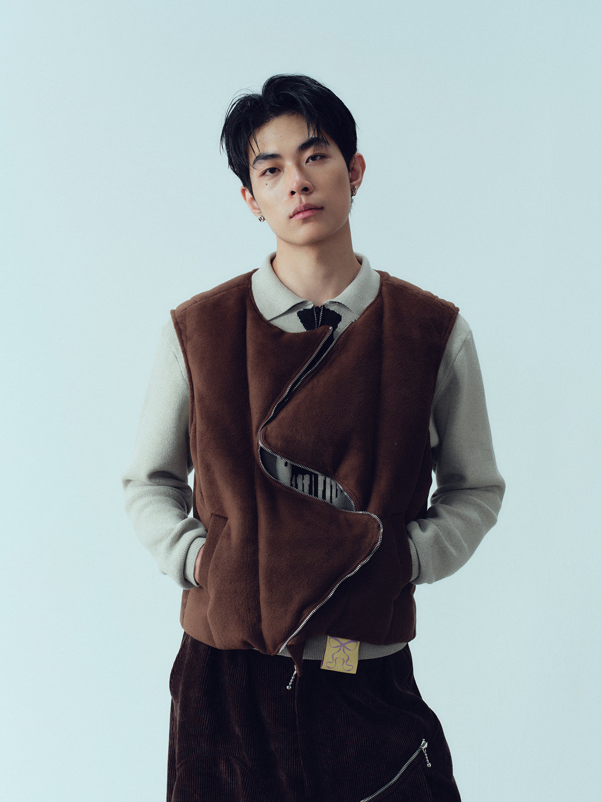 S-zippered cotton vest