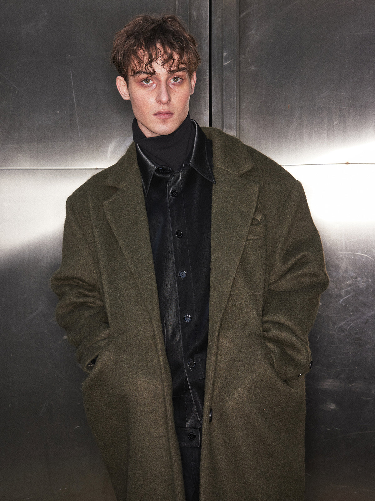 Wool wool oversized long jacket