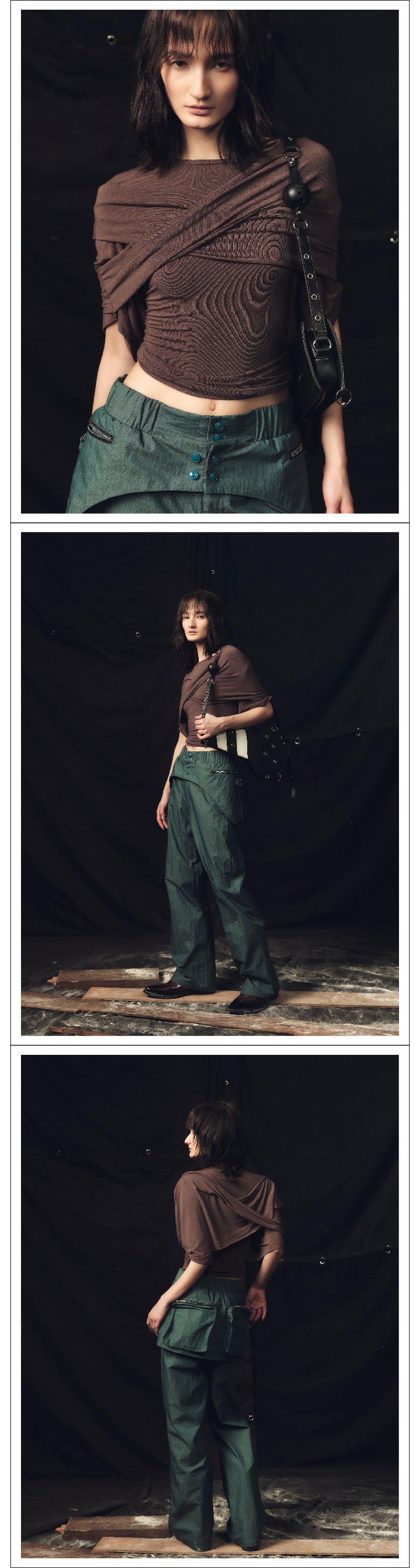 Two tone cross strap top