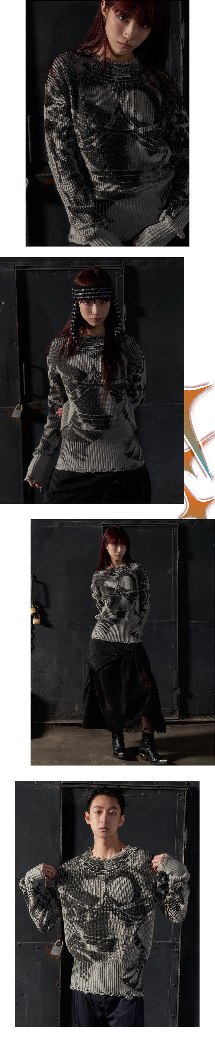 Armor printed pullover sweater