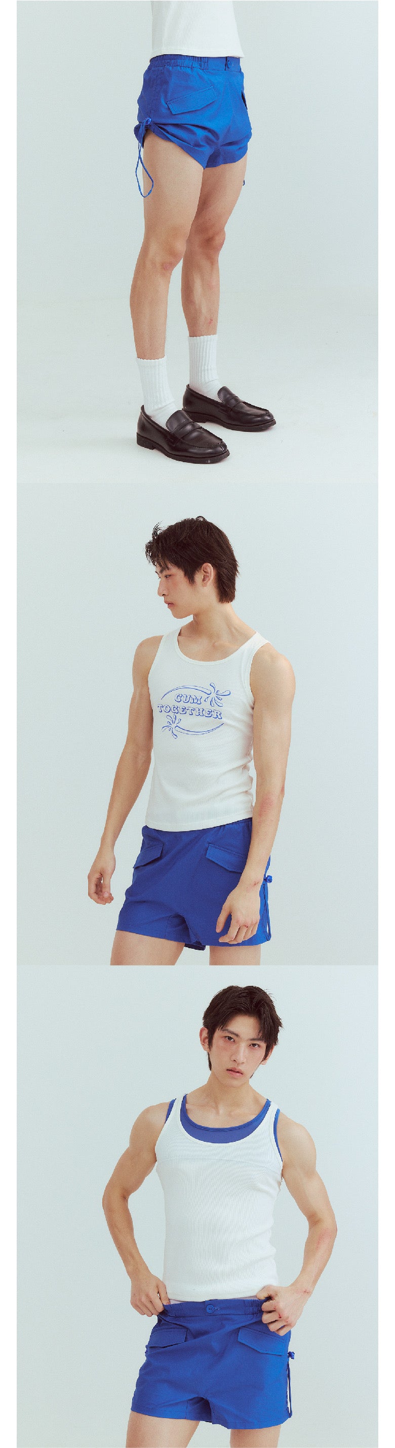 Blue distorted ultra-short shorts