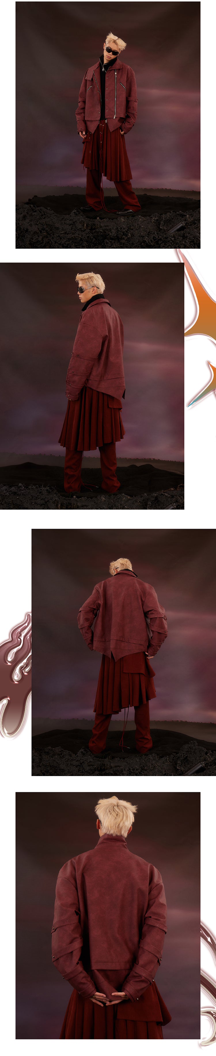 Maillard silhouette washed leather jacket