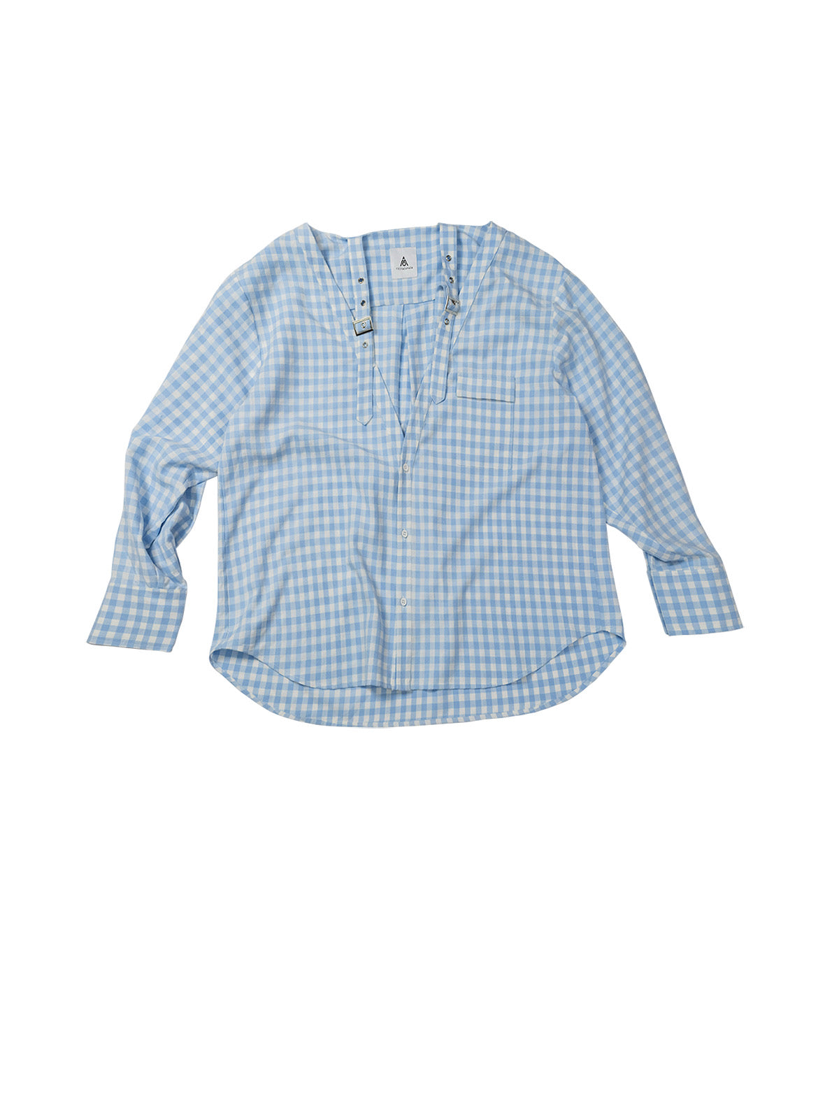 Checkered deep V-neck shirt