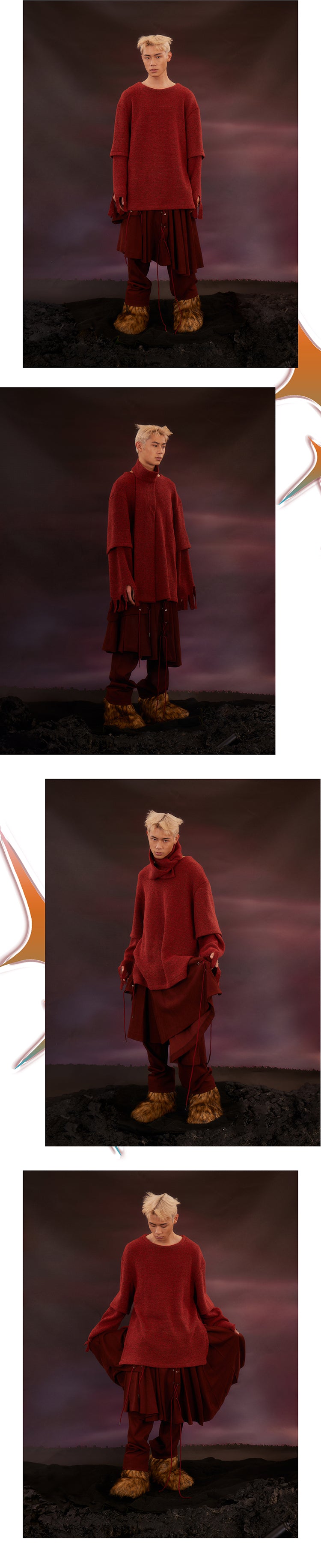 Double layer rope pleated skirt pants