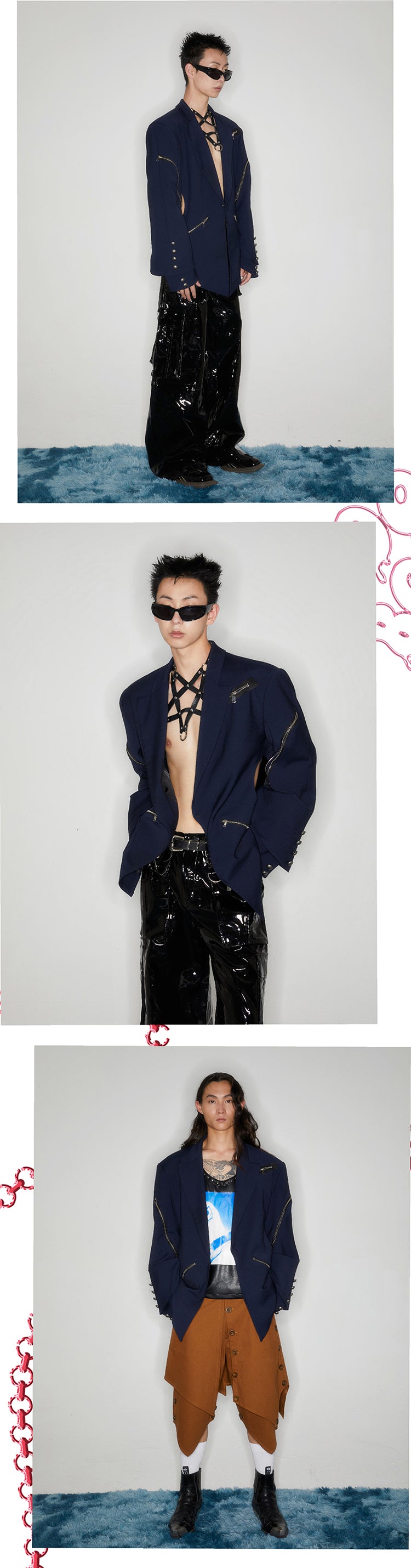 Hollow out double sleeved suit